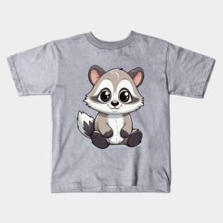 Cartoon Cute Kawaii Adorable Raccoon Kids T-Shirt